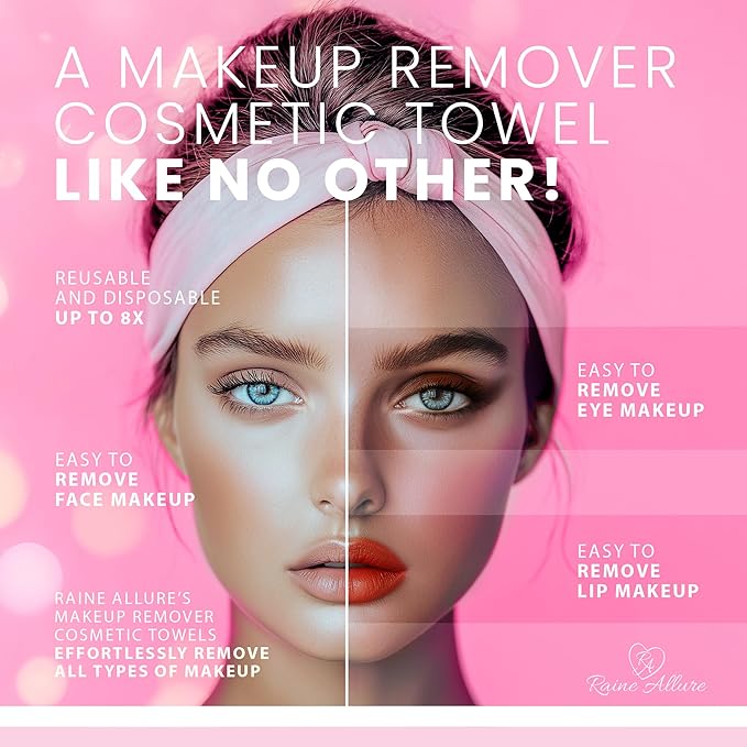 Makeup Remover Cosmetic Towels, Reusable (25 Count, 200 Uses) and Disposable Face Towel, Machine Washable, Ultra Soft, Removes All Types of Makeup, Specifically Made for Face and Body