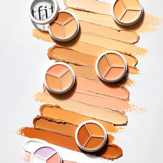 Multi-Use Pot Concealer - Triple Palette | High-Pigmented, Full Coverage & Crease-Proof | Korean Concealer for Dark Circles, Redness & Blemishes (03 Cool, 0.52 Oz)