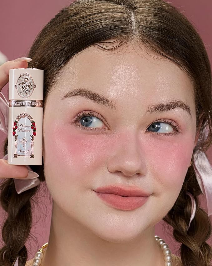 Flower Knows Strawberry Cupid All Day Glow Liquid Blush 06+Little Angel Cushion Powder Puff Set