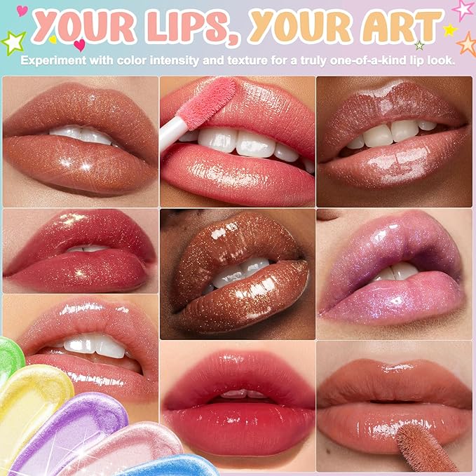 Lip Gloss Making Kit, JCOOS 66PCS Lipgloss Sets for Girls, Women, Kids Lip Gloss Kit, Fun Diy Lipgloss Making Kit for Beginner, Moisturize Lip Oil Base Tubes, Lip Gloss Set for Teens, Tween Girl Gifts