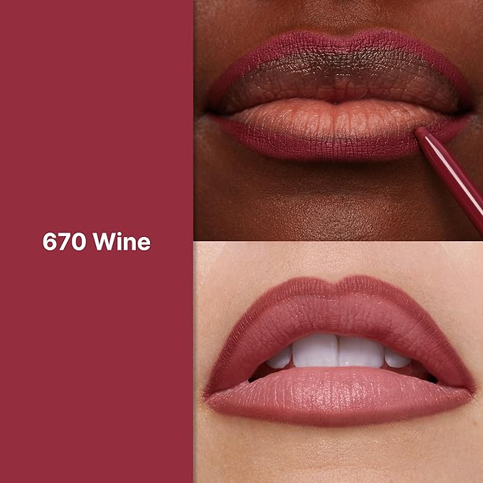 Revlon Colorstay Lip Liner with Built-In Sharpener, Valentine's Day Makeup Gifts for Women, Longwear Rich Colors, Smooth Application, 670 Wine, 0.01 oz