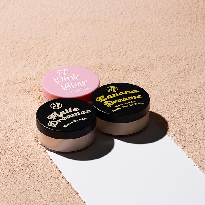 W7 Loose Face Powder Trio - 3 Piece Set - Banana, Nude & Pink Toned Powders - Ultra-Fine Setting Powder for Flawless Makeup