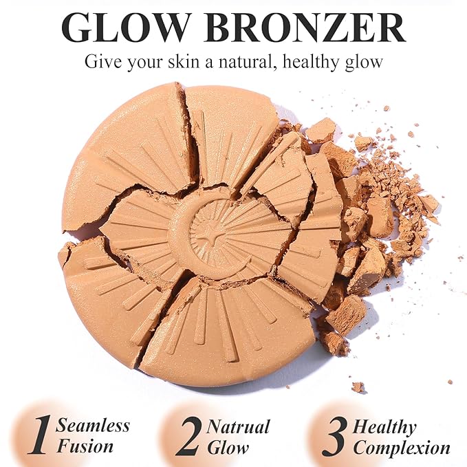 UCANBE Glow Bronzer, Long-Lasting Baked Shimmer Bronzing Powder - 01 Bronzer, Lightweight & Buildable Warm Satin Finish, Luminous Contour for Face, Cheeks and Body