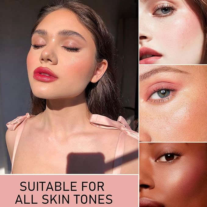 Coral Blush Cream Duo for Cheeks, Highly Pigmented Dewy Finish, Natural Looking, Peach Face Flushed Blusher with Mirror, Long Lasting Glowy Sunset Orange, Vegan Talc Free (07#)