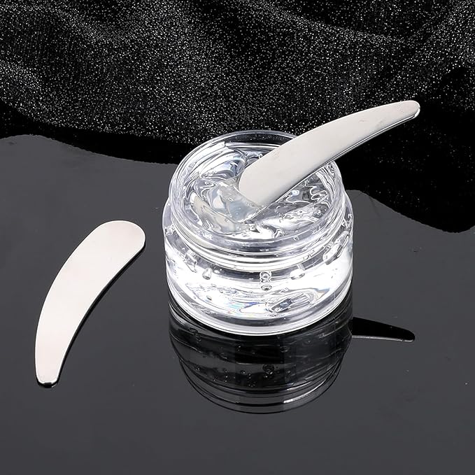 2Pcs Mini Metal Cosmetic Spatulas, Skin Care Cosmetic Spoon Reusable Beauty Applicator for Mixing Facial Cosmetic, Eye Cream, Face Mask Beauty Accessories