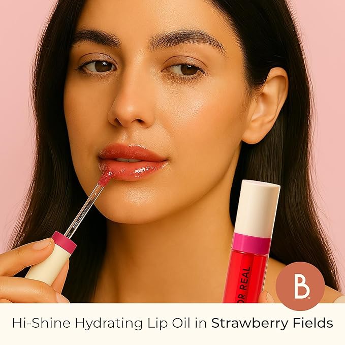 Beauty For Real Lip Revival Hi-Shine Hydrating Lip Oil, Shining Star (Transparent) - Lightweight - Non-Sticky, Shiny Finish - Paraben Free, Cruelty Free, Vegan