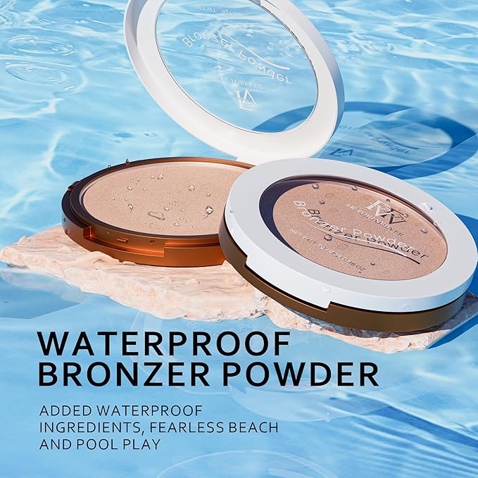 FV Bronzer Powder Long Lasting, Waterproof & Buildable Silky Bronzing Powder, Sunkissed Glow Makeup Finish, Talc-Free Bronzers for Women, Deep Bronzer, 0.28oz