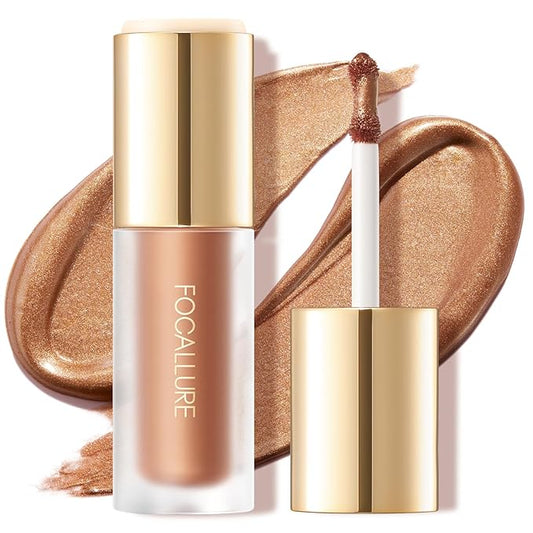 FOCALLURE Shimmer Liquid Highlighter, Smooth Cream Formula and Non-greasy Finish,Delivers a Natural Glow, Long Lasting Illuminator Highlighter Face Enhancing Makeup,Hawaii