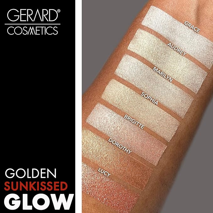 Gerard Cosmetics Star Powder Highlighter Sophia, Champagne Highlighter Makeup for Glowing Skin, Professional Mineral Facial Luminizer, Cruelty Free, Made in the USA