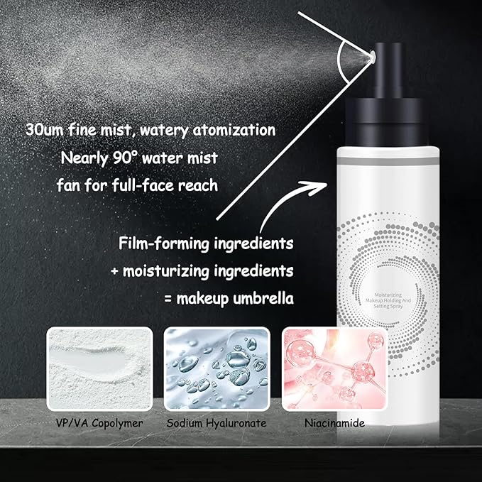 2 Pack Makeup Setting Spray for Face, Lightweight Long Lasting Smudge-proof Makeup Finishing Spray Set, Hydrating, Waterproof, All-Day Wear Refreshing Face Mist