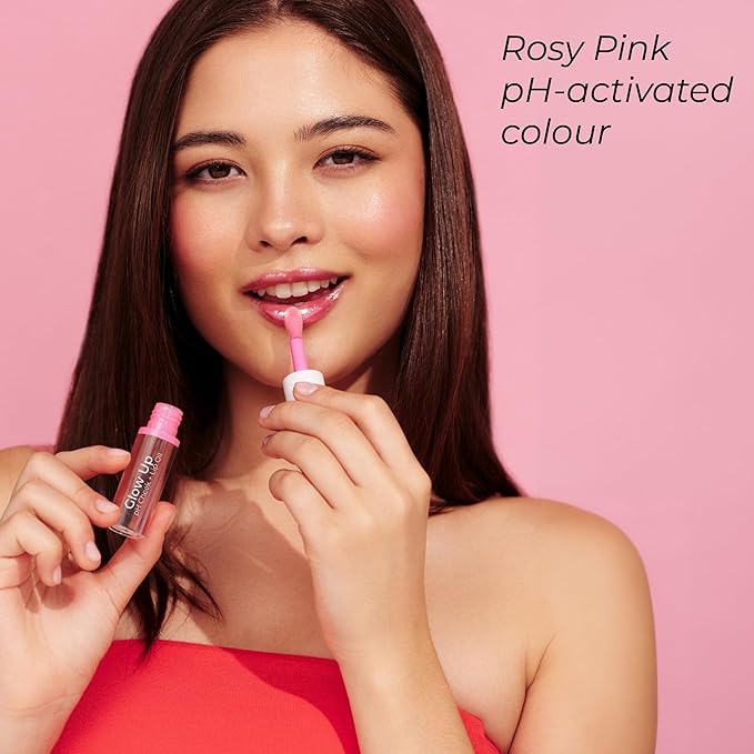 MCoBeauty Glow Up pH Cheek & Lip Oil - Rosy Pink, Color-Changing, Vegan, Cruelty Free Cosmetics