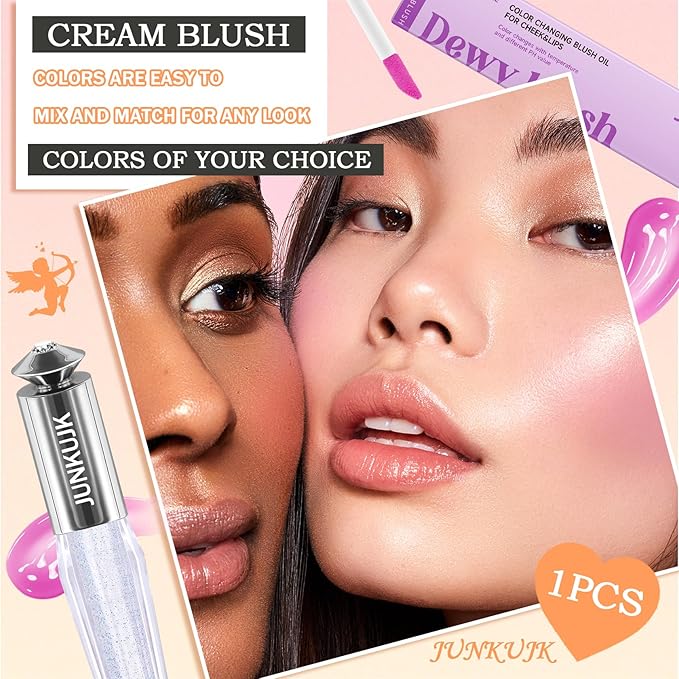 Liquid Blush,Soft Cream Face Blush,Moisturizing Long Wearing Matte Blendable Blush Stick Makeup Set for Cheeks & Lip & Eye
