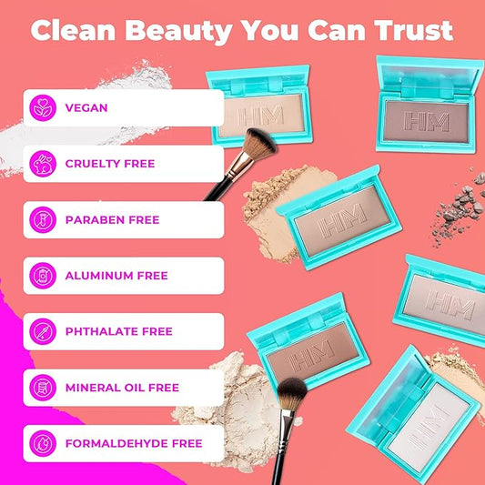 Haute Minute Smooth Setting Vegan Pressed Powder Compact and Matte Blurring Face Powder Foundation Full Coverage – Neutral Ivory – Talc-Free, For Oily & Dry Skin, Travel-Size Makeup with Mirror