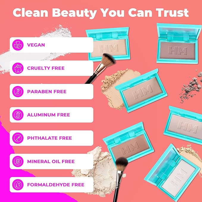 Haute Minute Translucent Smooth Setting Vegan Pressed Powder Makeup and Blurring Face Powder Foundation Full Coverage — Perfect for Travel Size Make Up, Talc-Free, For Oily & Dry Skin with Mirror