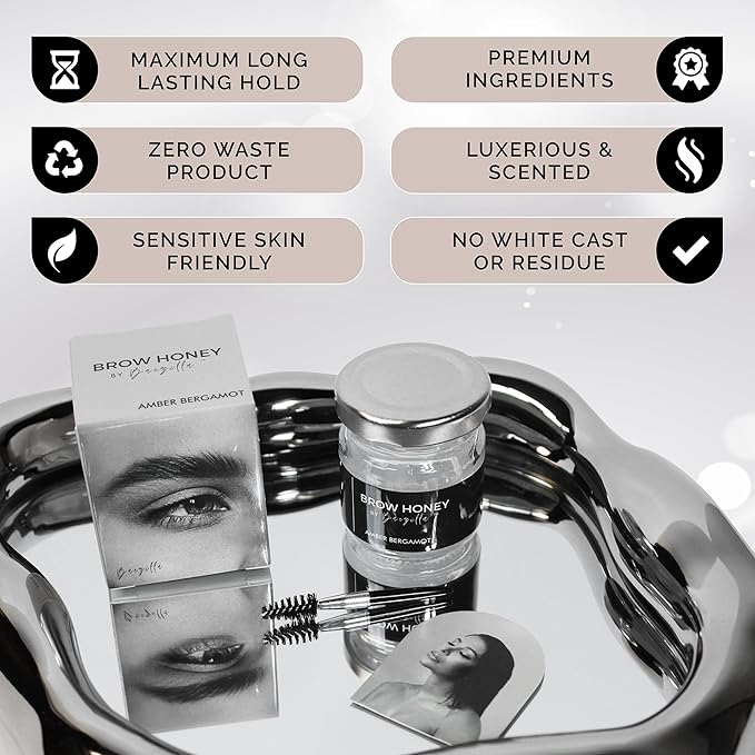 Brow Honey by Baezilla Eyebrow Gel Gift Set - Long Lasting Clear Gel With Brush & Waterproof Wax Lamination, Pack of 3