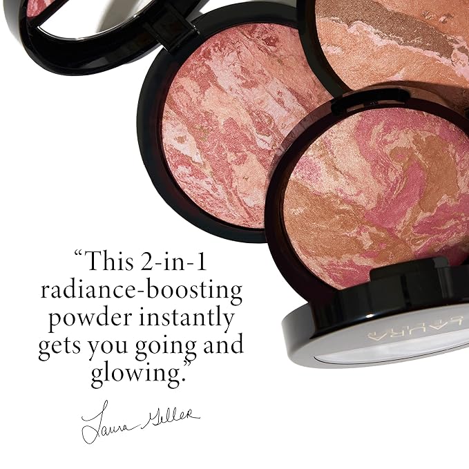 LAURA GELLER NEW YORK Baked Blush-n-Bronze Marbleized 2-in-1 Sculpting Bronzer Blush - Ginger Bronze - Contour Face with a Radiant Flush