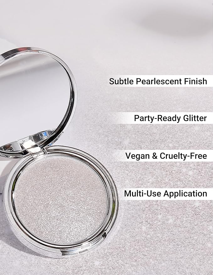 Erinde Shimmer Face Highlighter Makeup Powder, Cream to Powder Glow Finish, Lightweight & Healthy Radiance, Long Lasting Luminous Face Body Highlighter Makeup, 02 Galactic Shimmer