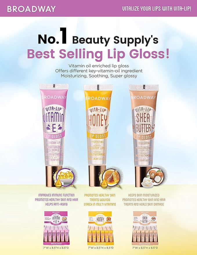 Broadway Vita-Lip Clear Lip Gloss 0.47oz/14ml (3PCS - Honey)
