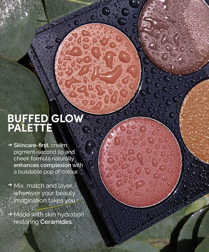 FITGLOW Beauty - Ceremide Cream Lip + Cheek Palette | Vegan, Woman-Owned Clean Beauty (Buffed Glow)