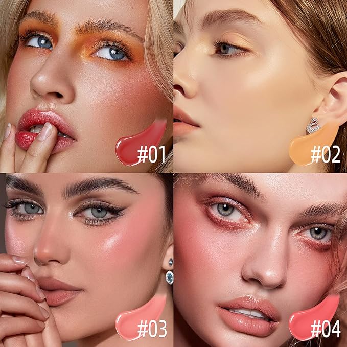Liquid Blush for Cheeks, Soft Cream Blush with Cushion Applicator, Dewy Finish Matte Velvet Texture, High-Pigmented Blendable, Long-Wearing Rubor Makeup | #03 ENCHANTING-Soft Pink