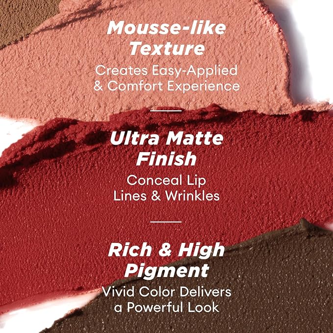 ITY Velvet Matte Finish Lip Stain-Mousse Textured Lip Clay, Conceals Lip Lines, Rich Pigment Lip Tint Lipsticks,3 Pack, 0.14 oz (4g) in Petal, Apricot, Radiance