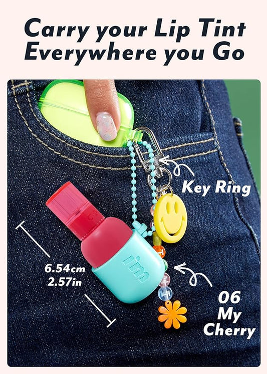 I'M MEME Water Gel Tint - Color Key Ring | Gift, Highly-pigmented, Long Lasting, Travel-Friendly, Lip Stain, 06 My Cherry, 0.09 Oz