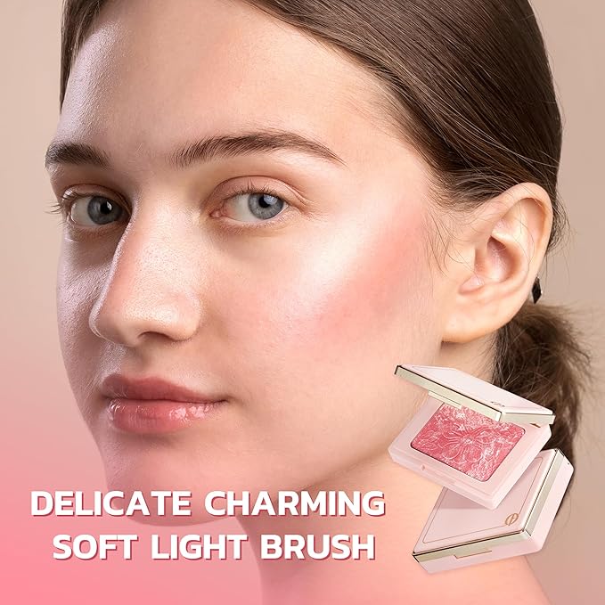 Blush Palette Matte Blush for Cheek Makeup, Lightweight Highly Pigmented Blush Compact for Face, Buildable Natural Flushed Look(03)