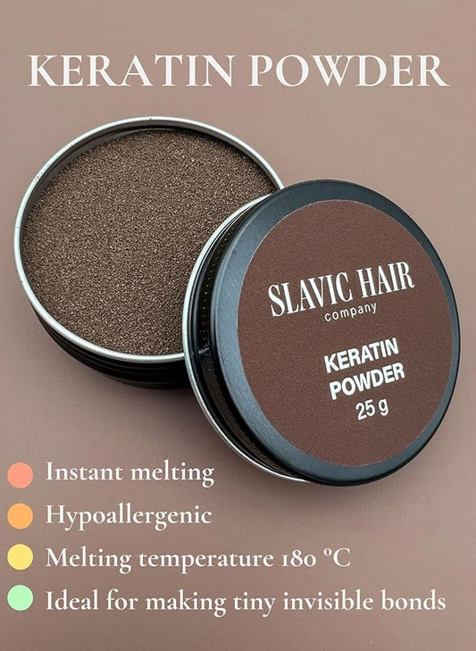 0.9 OZ Italian Keratin Glue for Hair Extensions Hot Fusion Flat/Nail/U/I Tip Powder (Light Brown)