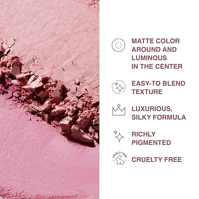 Powder Blush for Cheeks – Duo Aureole – High Pigmented Pink Blush with Matte Finish, Easy-to-Blend, 0.53 oz