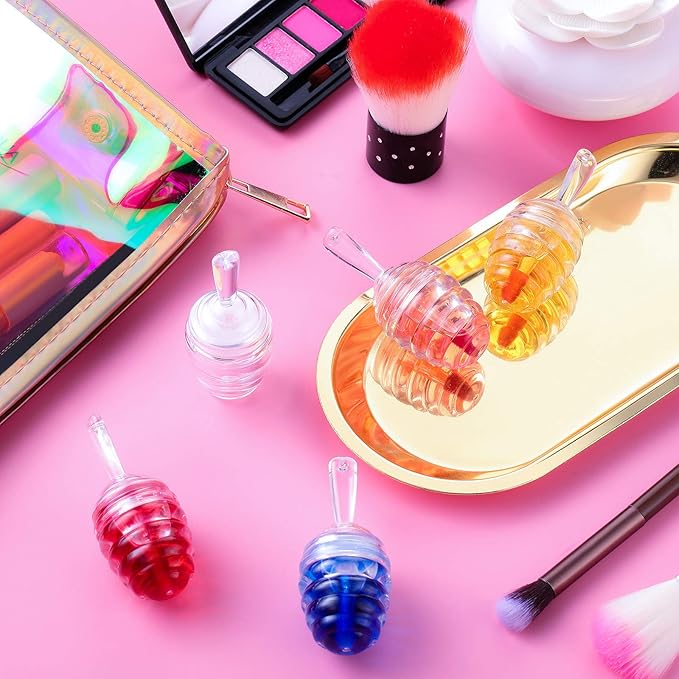 28 Pieces Honey Pots Shaped Lip Gloss Tube Empty Lip Gloss Containers Lip Balm Bottle Refillable Cute Lipstick Tubes with Wand for Women DIY Cosmetics(Clear)