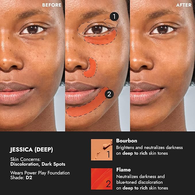 COVER FX Correct Stick Color Correcting Duo, Flame + Bourbon - Blue Tone Correcting Red Concealer - Brightening Darkness Neutralizer