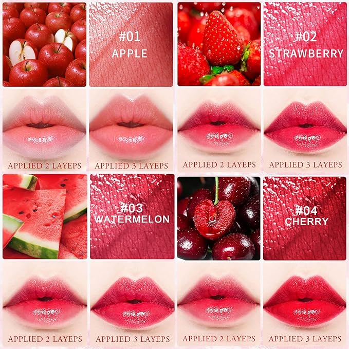 6 Colors Liquid Tint Stain, Korean Lip Gloss Moisturizing Natural Mini Liquid Lipstick, Lip Stain Long Lasting Waterproof, Multi-Use Lip and Cheek Tint Stain (6 PCS)