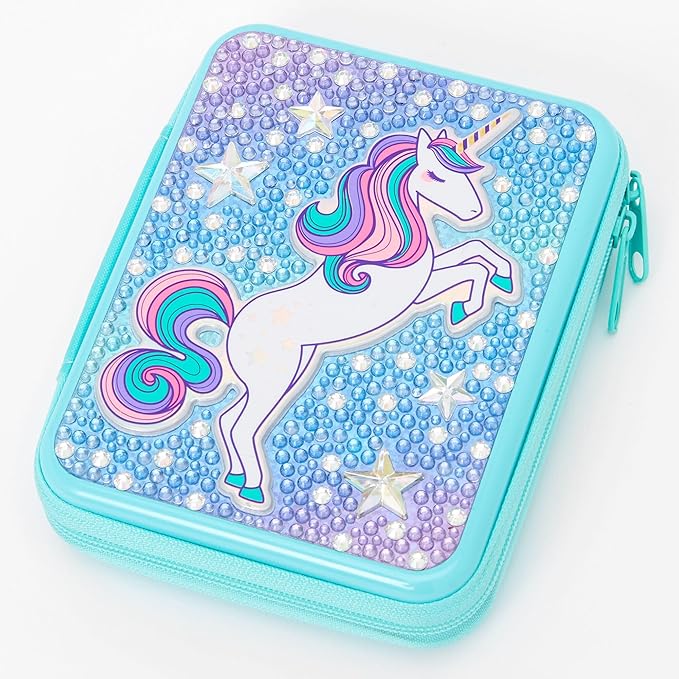 Claire's Unicorn Bling Gemstone Makeup Tin - 3 Glitter Lip Glosses and Eye Shadows for Girls Under 12