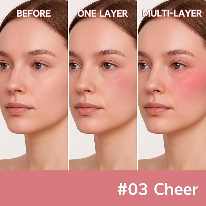FV Liquid Blush, Long Lasting Buildable Cream Cheek Tint with High-Pigment Color, Weightless Blendable Formula for Natural Dewy Finish (cheer)