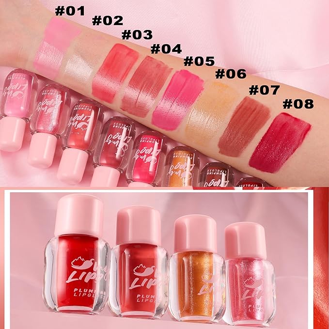 Plumping Lip Gloss With Chili Extract, Fuller Lips Instantly! Ultra-Hydrating & Nourishing, Volumizes, High-Shine, Lip Plumping Lip Tint Lipstikc, and Define Your Lips Naturally (B, 03)