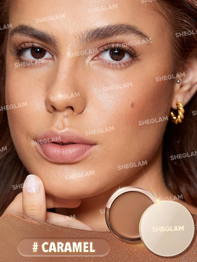 SHEGLAM Silk Haze Cream Bronzer Blendable Cream Makeup with a Lightweight Formula - Customizable Face Makeup for a Natural, Sun-Kissed Glow Long Lasting-Caramel