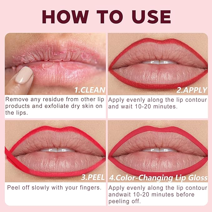 Lip Liner Stain, Long Lasting Peel Off Lip Stain, Waterproof & Transfer-Proof Matte Lip Tattoo, Easy to Use & Natural Finish (Party Pink)