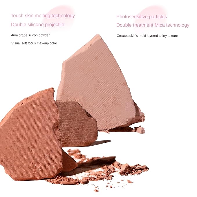 Novo 3-Color Blush Palette - Silky Smooth, Buildable Formula, Natural Radiant Glow, Long-Lasting, No Caking, Suitable for All Skin Tones (02# Warm Tea Apricot, Net Weight: 7.4g)