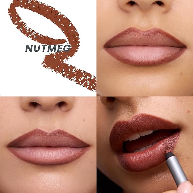Wonderskin Lip Liner Pencil (Nutmeg) - 360 Contour Lipliner, Long Lasting, Sharpenable, Waterproof and Transfer-Proof with Clear Glitter Lip Gloss, Hydrating and High Shine Finish