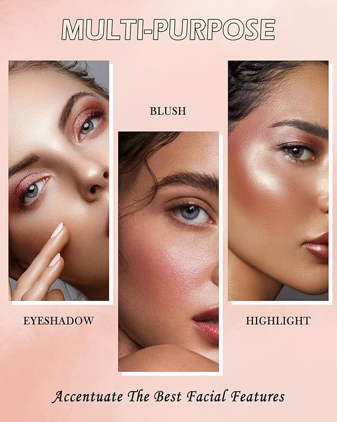 Glitter Matte Eyeshadow Blush Palette-18 Colors Multiuse Makeup Palette for Eye Cheeks,Long-lasting Waterproof Matte Shimmer Colored Portable Makeup,Mother's Day Makeup Gift Set for Women-01
