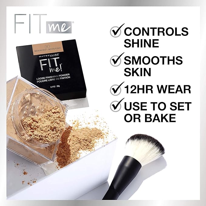 Maybelline Fit Me Loose Setting Powder, Face Powder Makeup & Finishing Powder, Deep, 1 Count (Pack of 2)