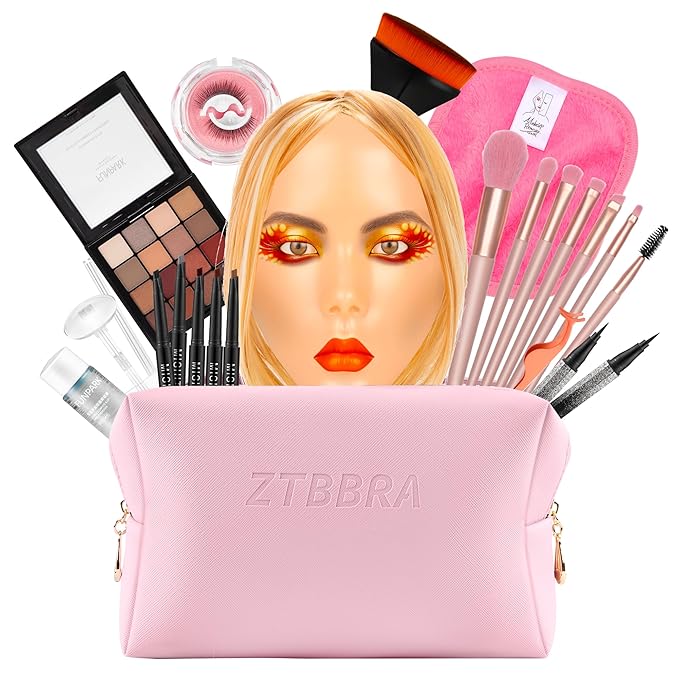 3D Makeup Practice Face – Realistic Makeup Mannequin Face with Human Hair, Ideal for Beginners & Enthusiasts to Improve Skills