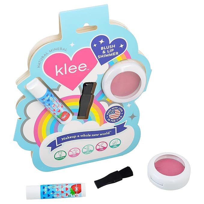 Luna Star Klee Blush and Lip Shimmer Makeup Kit. Gentle and Non-Toxic. Kid-Friendly. Made in USA. (Sweet Cherry Spark)