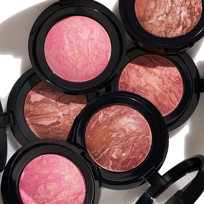 LAURA GELLER NEW YORK Baked Blush-n-Brighten Marbleized Blush for Cheeks - Coral Cove - Natural Finish - Buildable Color