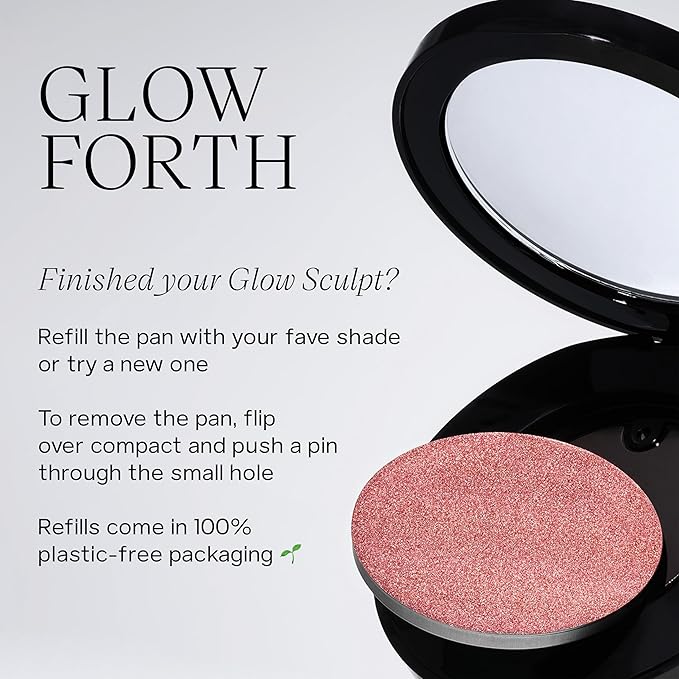 Saie Glow Sculpt Multi-Use Highlighter + Cream Blush Refill - Lightweight with Hyaluronic Acid + Micropearl for Radiant, Glowing Skin - Peachglow (.02 oz)
