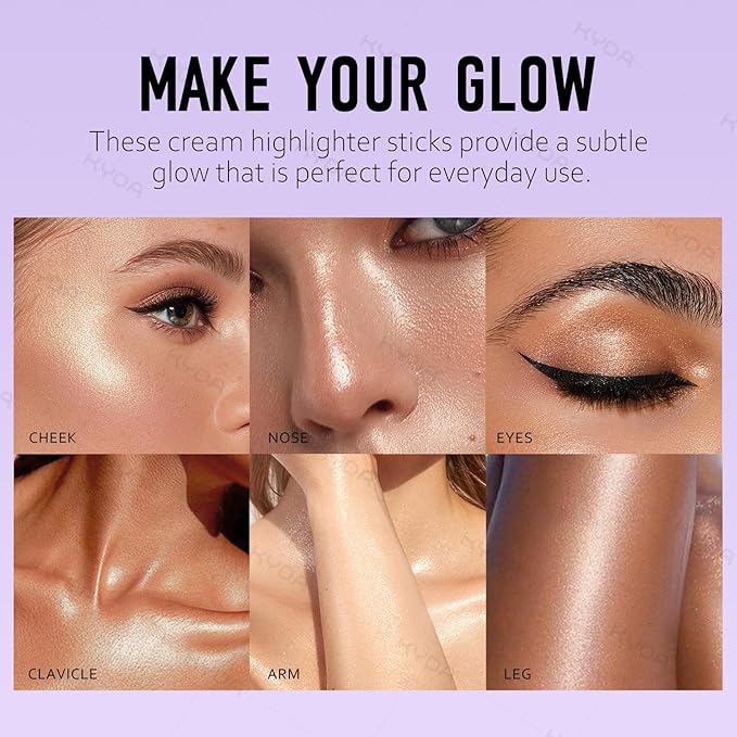 Ownest 2 Colors Highlighter Stick, Shimmer Cream Powder, Lasting Glow Finish, Creamy Self Sharpening Crayon Highlighter