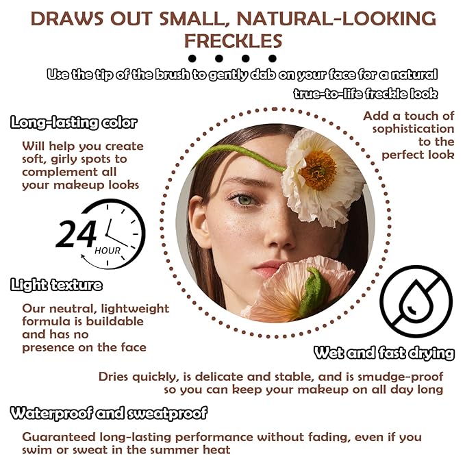 4 Colors Freckle Makeup Pen - Waterproof, Lightweight, Long Lasting, Quick Dry - Light Brown, Natural Coffee, Chestnut, Dark Brown