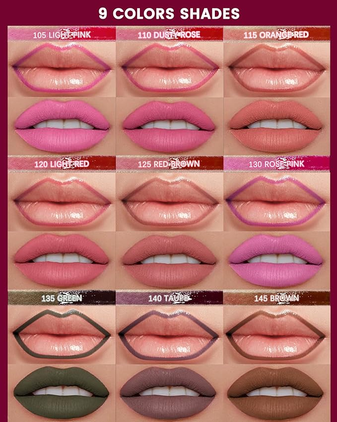 3Pcs Peel Off Lip Stain & Lip Liner Set Long Lasting,Tattoo Lipstain Peel Off Lip Gloss Nude Matte Lipstick, Waterproof,Transfer-Proof Lip Tint for All-Day Wear Women Lip Stain Color Makeup Gift-A