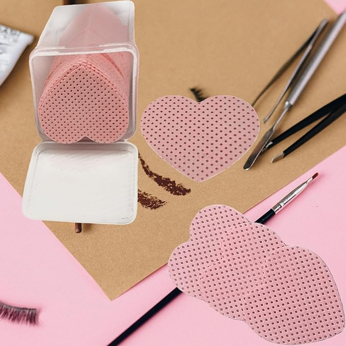 1000 PCS Lint Free Nail Wipes, Lash Glue Eyelash Extension Glue Wipes, Nail Polish Remover for Lash Extension Supplies, Cleaning Pads (Pink, Heart Shape)