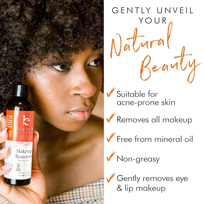 Makeup Remover - USA Made with Natural & Organic Ingredients Face and Eye Make Up Remover, Use with Wipes or Cotton Pads, Gentle Non-Greasy Makeup Remover for Dry, Oily and Sensitive Skin Types
